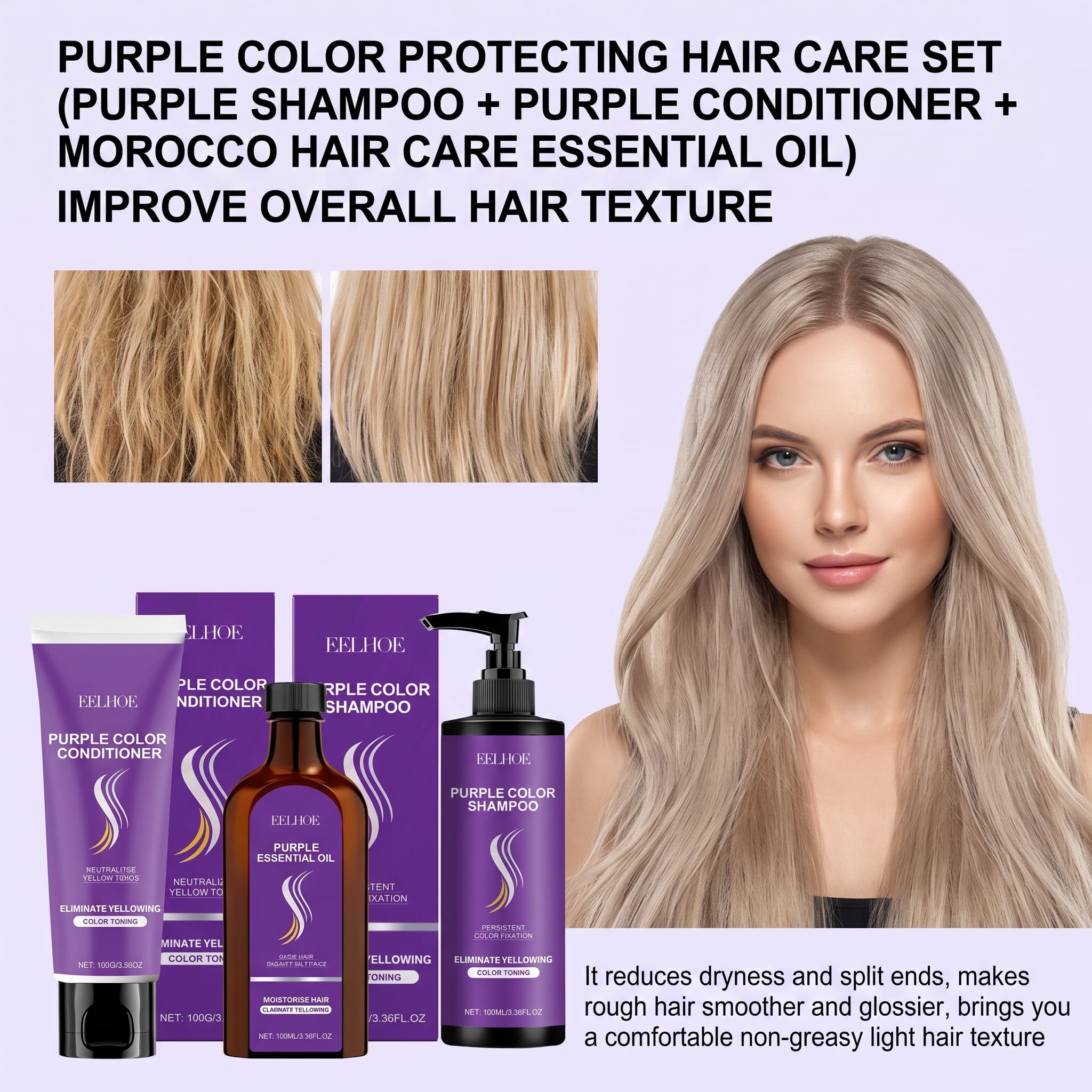 Purple Shampoo Set With Condit - Hair Care Hair Serum ulasan dan harga