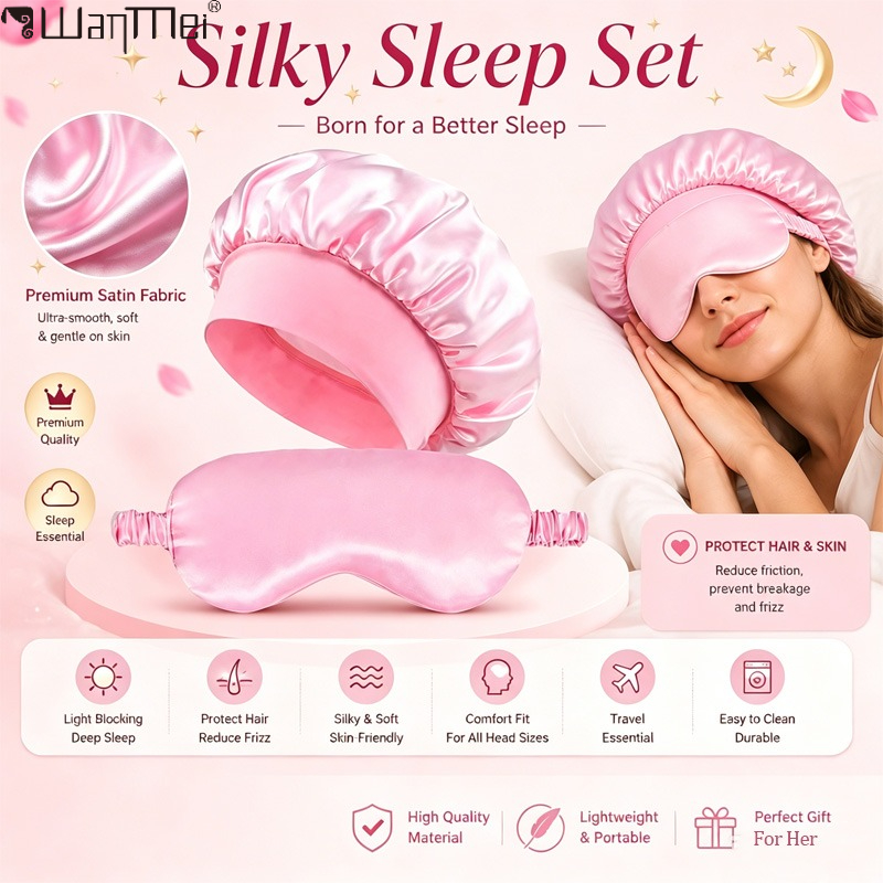  Satin Bonnet Sleep Eye Mask  - Hair Care Routine ulasan dan harga